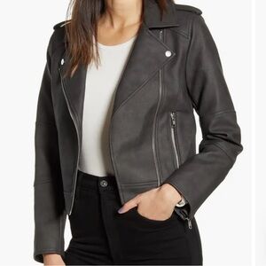 Cupcakes and Cashmere Francine Faux Leather Motto Jacket NWT